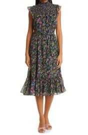 LIKELY Gio Floral Print Smocked Ruffle Chiffon Dress at Nordstrom