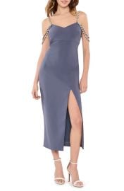 LIKELY Hank Embellished Strap Cold Shoulder Midi Dress at Nordstrom