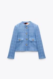 LINED TEXTURED JACKET - Sky blue United States at Zara