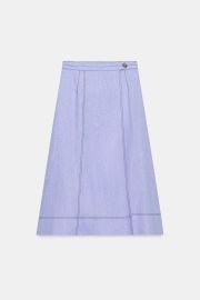 LINEN WRAP SKIRT WITH TOPSTITCHING at Zara