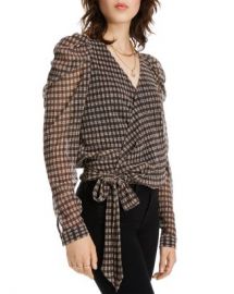 LINI Grace Puff-Sleeve Plaid Wrap Top - 100  Exclusive  Women - Bloomingdale s at Bloomingdales