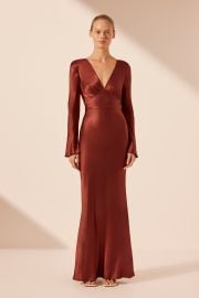 LINO OPEN BACK TIE MAXI DRESS MAHOGANY DRESSES SHONA JOY Shona Joy International at Shona Joy