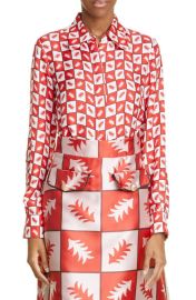 LISOU Long Sleeve Fern Print Silk Blouse at Nordstrom