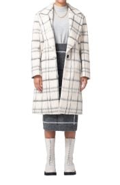 LITA by Ciara Graphic Check Princess Coat in Milk Plaid  at Nordstrom