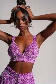 LIZA Sequin Bra Top in ALEXANDRITE OFUURE at Ofuure