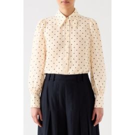 LK Bennett Sonya Polka Dot Button-Up Shirt at Nordstrom