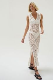 LNA Althaia V Open Knit Maxi Dress in Ivory LNA Clothing at LNA