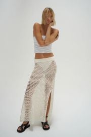 LNA Kylie Open Knit Skirt in Ivory LNA Clothing at LNA