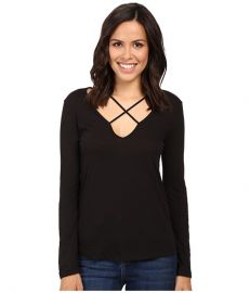 LNA Long Sleeve Cross Tee Black at Zappos