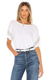 LNA Shimmy Chain Fringe Tee in White from Revolve com at Revolve