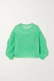 LOEWE Anagram oversized open-knit mohair-blend sweater NET-A-PORTER at Net a Porter