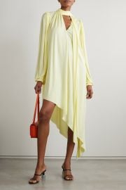 LOEWE Tie-neck asymmetric crepe de chine mini dress NET-A-PORTER at Net a Porter