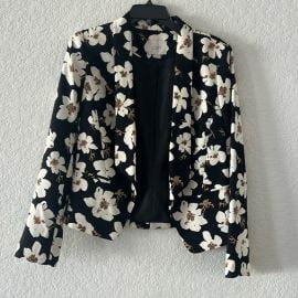 LOFT Jackets amp Coats Womens Loft Size Small Open Blazer Black With Cream Flowers Poshmark at Poshmark