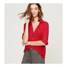 LOFT Tops Loft Red Utility Blouse Poshmark at Poshmark