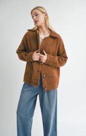 LOLA PLAID SWEATER JACKET-BROWN BLACK at Kingfisher Road