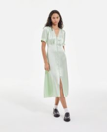 LONG MINT GREEN DRESS WITH BUTTONS at The Kooples