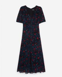 LONG NAVY BLUE DRESS WITH LONG SLEEVES at The Kooples