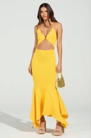 LOOKING FOR FUN KNIT MAXI DRESS IN YELLOW AKIRA at Akira