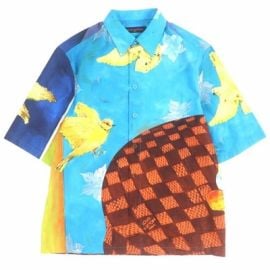 LOUIS VUITTON 23AW Damier Printed Short Sleeve Shirt Bird Motif Blue Menaposs M eBay at eBay