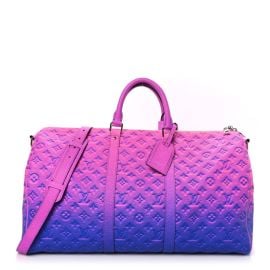 LOUIS VUITTON Taurillon Illusion Keepall Bandouliere 50 Bleu Rose 1508465 FASHIONPHILE at Fashionphile