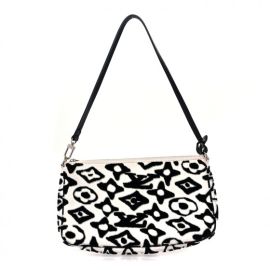 LOUIS VUITTON X UF Tufted Monogram Pochette Accessories White Black 1048966 FASHIONPHILE at Fahionphile