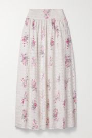 LOVESHACKFANCY Aventi gathered floral-print broderie anglaise cotton-voile maxi skirt NET-A-PORTER at Net a Porter