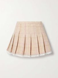 LOVESHACKFANCY Rooney pleated chiffon-trimmed checked wool mini skirt NET-A-PORTER at Net a Porter