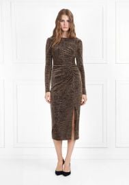 LOVEY METALLIC JERSEY MIDI DRESS at Rachel Zoe