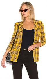 LPA Boxy Blazer in Mustard Plaid from Revolve com at Revolve