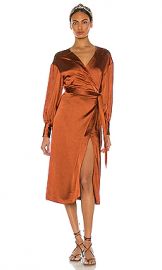 LPA Wrap Dress in Cherry Brown from Revolve com at Revolve