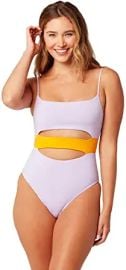 LSpace Women39s Color Block Maxwell Cutout One Piece Swimsuit LilacMango 12 at  Womens Clothing store at Amazon