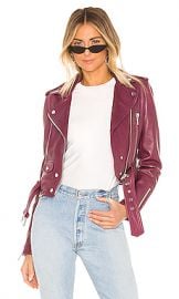 LTH JKT Mya Cropped Biker Jacket in Amaranth from Revolve com at Revolve