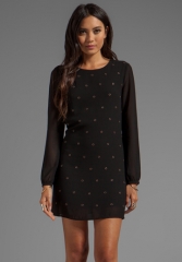 LUCCA COUTURE Grommet Long Sleeve Dress in Black at Revolve