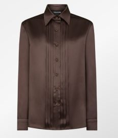 LUID CHARMEUSE SILK SHIRT WITH PLISSE PLASTRON at Tom Ford