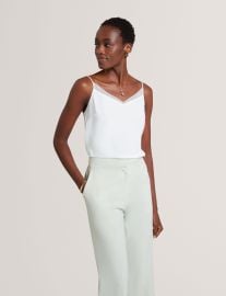 LULEA Chiffon Detail V-Neck Strappy Cami Top in Ivory at Ted Baker