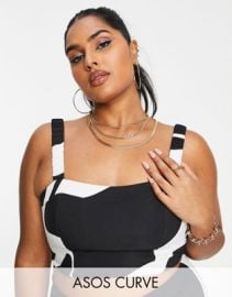 LUXE Curve tailored bralet in black white swirl print - part of a set at ASOS