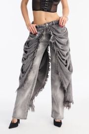 La Belle Skirt Overlay Straight Leg Jeans - Grey Fashion Nova at Fashion Nova