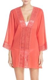 La Blanca Island Fare V-Neck Cover-Up Tunic in Papaya at Nordstrom