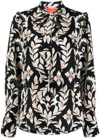 La DoubleJ Ascot floral-print Silk Shirt Black at Farfetch