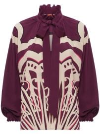 La DoubleJ Cerere geometric-print Silk Blouse Purple at Farfetch