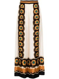 La DoubleJ Daisy Chain Silk Palazzo Pants Orange at Farfetch