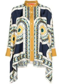 La DoubleJ Foulard geometric-print Silk Shirt Blue at Farfetch