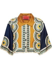 La DoubleJ Mudejar-print Silk Crop Shirt - at Farfetch