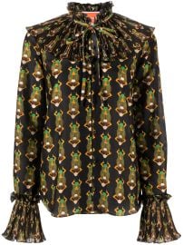 La DoubleJ Nefertiti scarab print habotai blouse at Farfetch