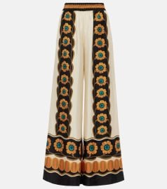 La DoubleJ Silk Palazzo Pants in Daisychain Plac e at Mytheresa