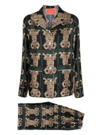 La DoubleJ Tiger Tiles Silk Pyjama Top - at Farfetch