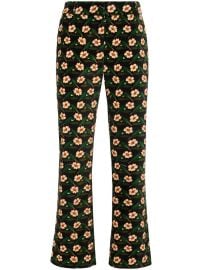 La DoubleJ floral-print Cropped Trousers Black at Farfetch