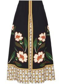 La DoubleJ floral-print Midi Skirt Black at Farfetch