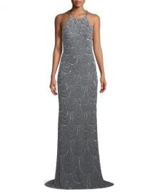 La Femme Allover Beaded Open-Back Gown   Neiman Marcus at Neiman Marcus