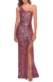 La Femme One-Shoulder Sequin Gown at Nordstrom